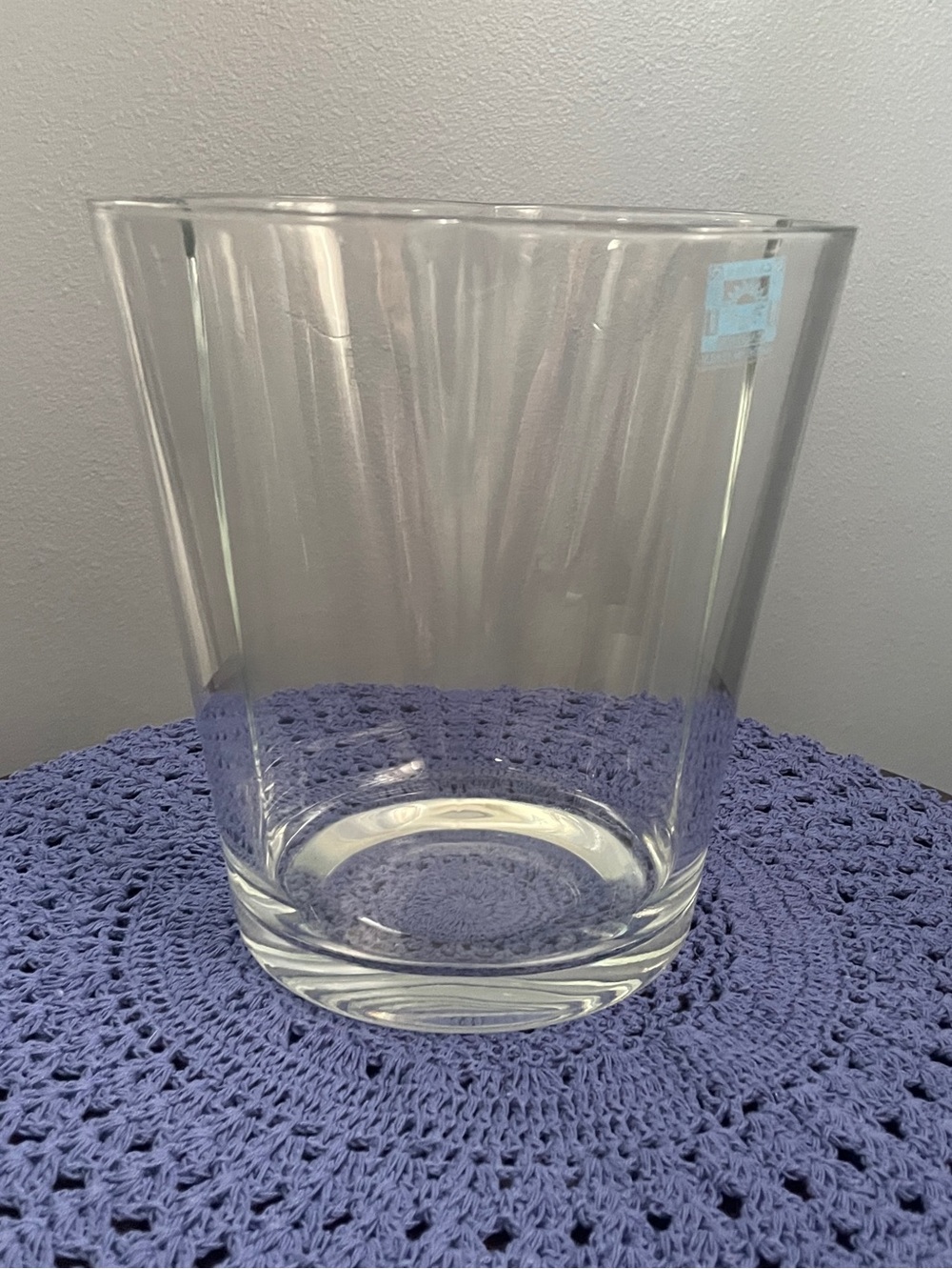 NWT Caldier Italian Clover Shape Clear Glass Vase 9"